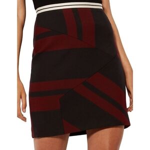 Karen Miller Red Black Geometric Lined A Line Skirt Preppy Career Size 6